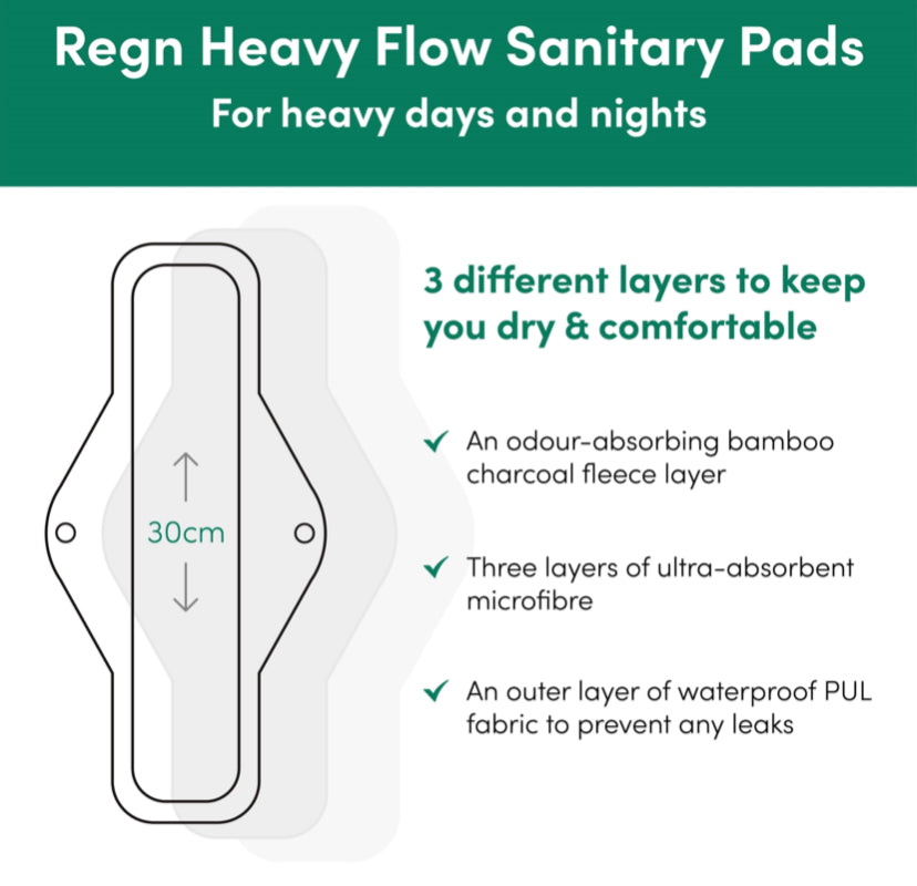 Organic Reusable Sanitary Pads 6 pack