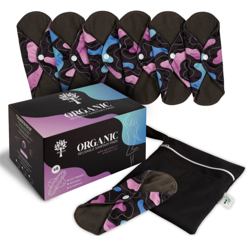 Organic Reusable Sanitary Pads 6 pack