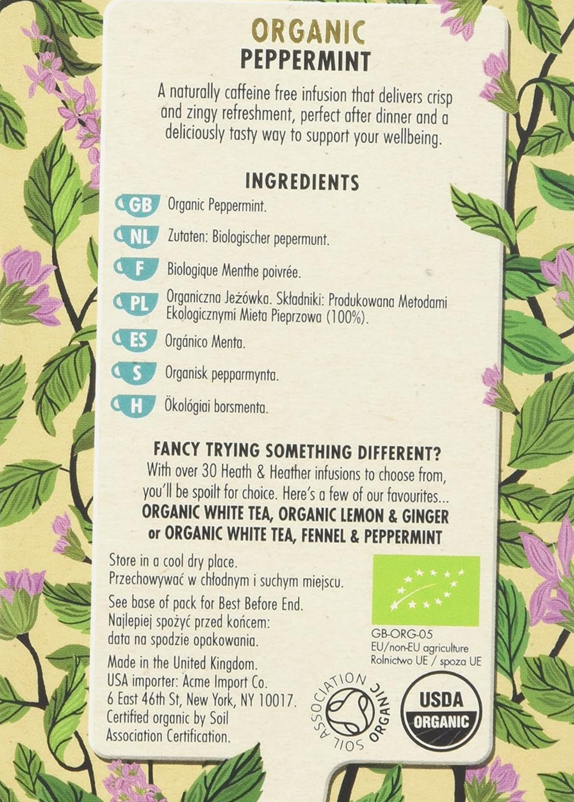 Peppermint Tea Organic & Individually Wrapped 20 bags