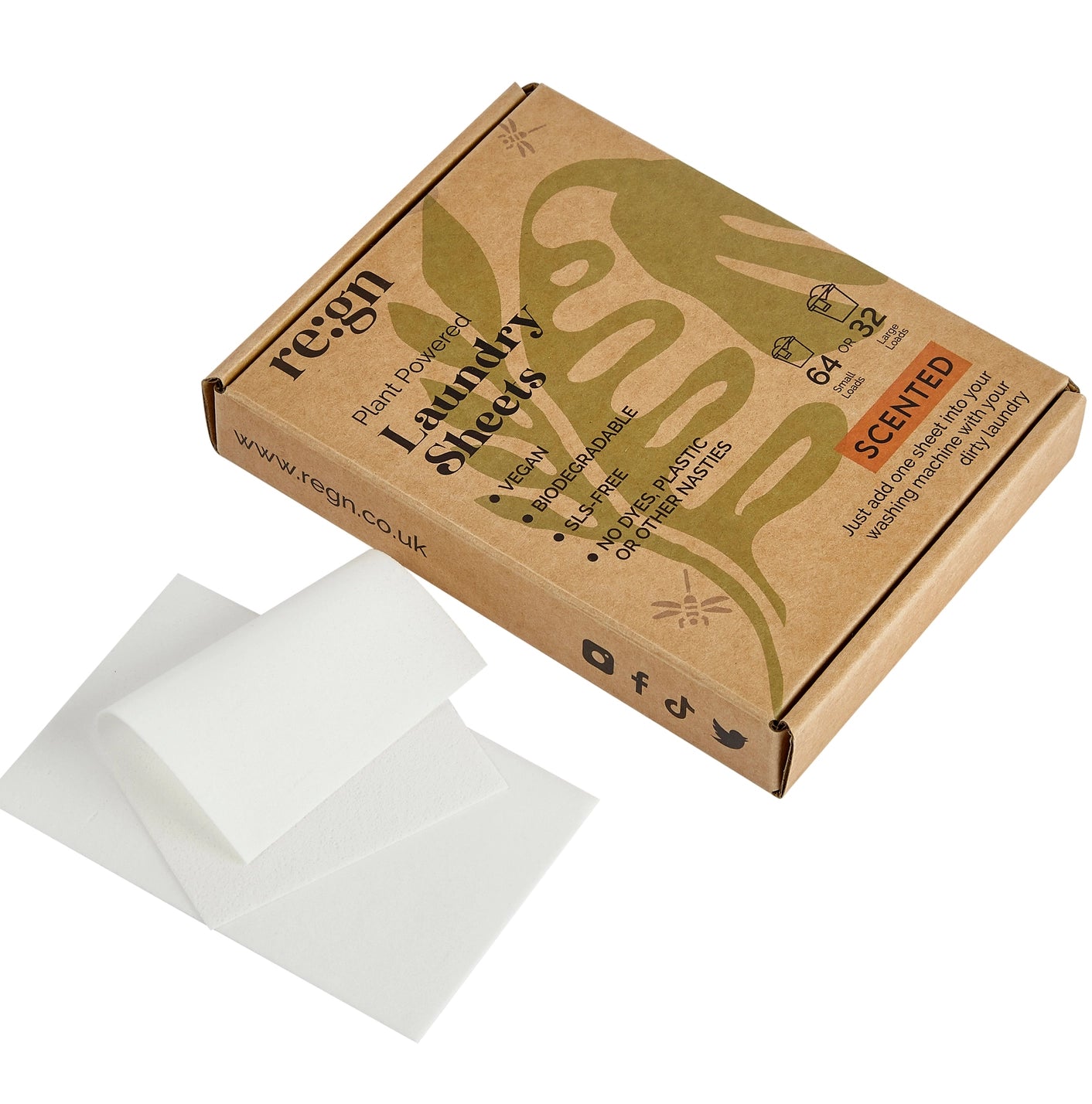 Laundry Detergent Sheets - Pack of 64 (Plastic-Free) Natural scent.