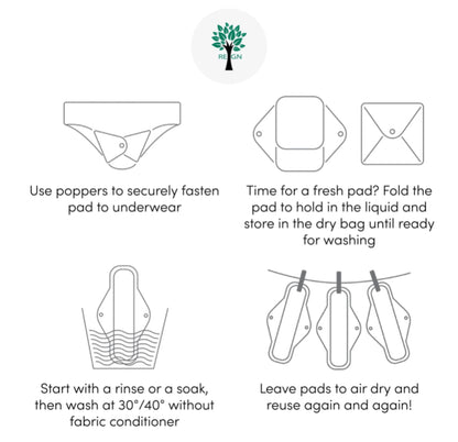 Organic Reusable Sanitary Pads 6 pack