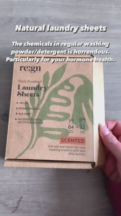 Laundry Detergent Sheets - Pack of 64 (Plastic-Free) Natural scent.